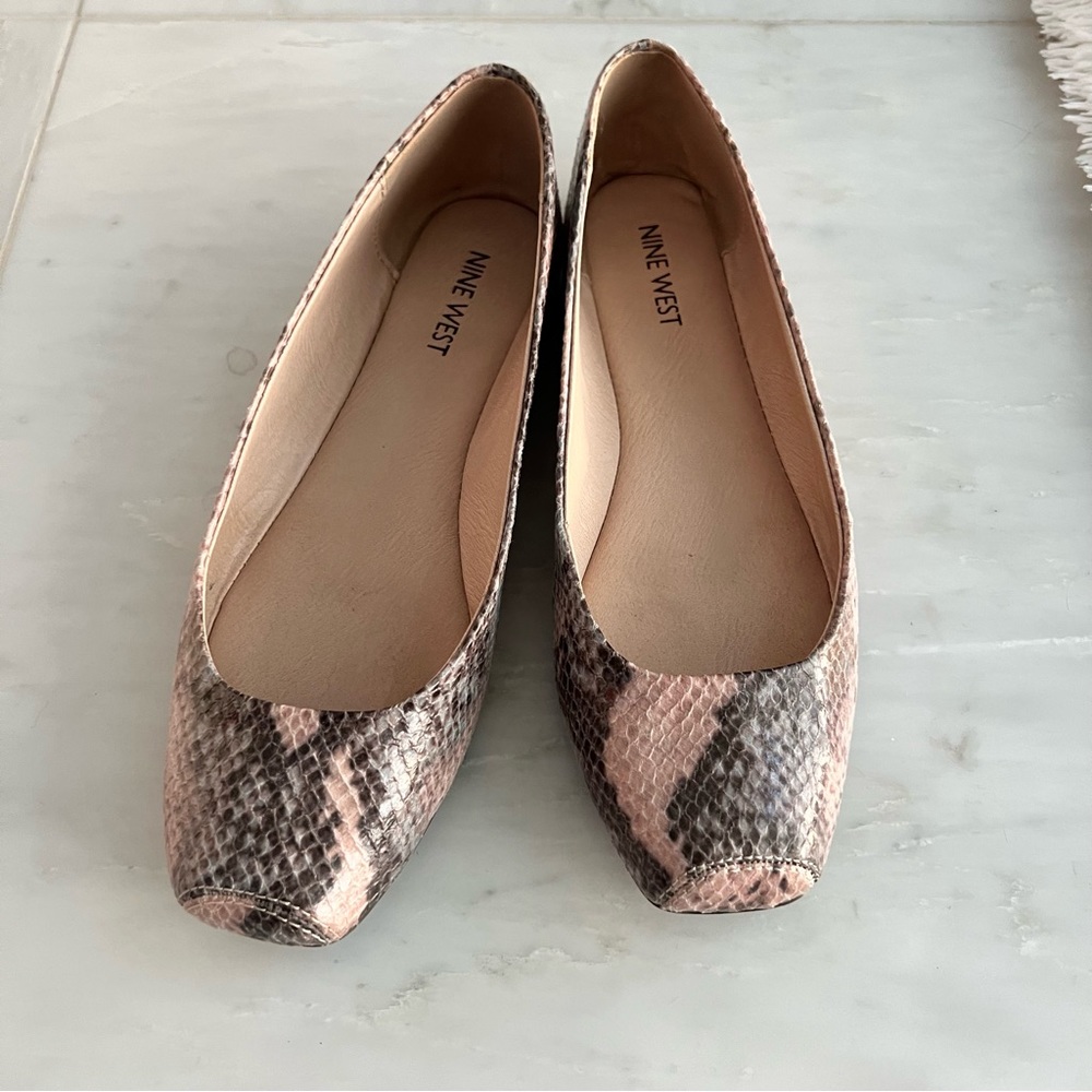 Nine West pink snake ballet flats